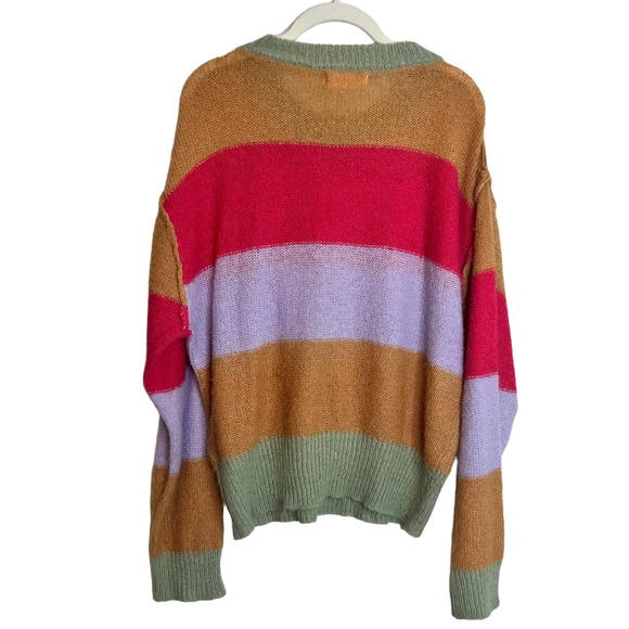By Together Womens Exposed Seams Sweater Small Multicolor Color Block 10% Alpaca - Picture 3 of 5